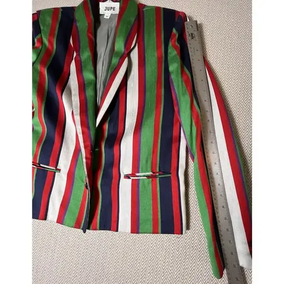 Vintage‎ 1970s Jupe Blazer Women’s Silk Blend Multicolor Stripe ILGWU Union Made - Picture 15 of 16